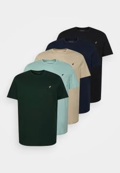 Pier One 5 Pack - T-Shirt Basic - Dark Green/Beige/Light Blue -Professionele Herenkledingwinkel 7af36362bd71478faf64c035d446b9b1