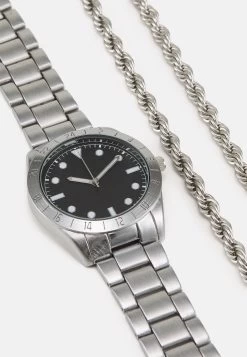 Pier One Set - Ketting - Silver-Coloured/Black -Professionele Herenkledingwinkel 83102eb3ab884b968ea711d6d380bde6