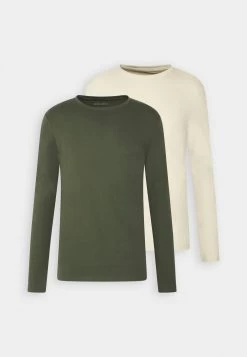 Pier One 2 Pack - Longsleeve - Off-White/Dark Green -Professionele Herenkledingwinkel 9c9be42cf4404e85bbbe9c7022e4cedf