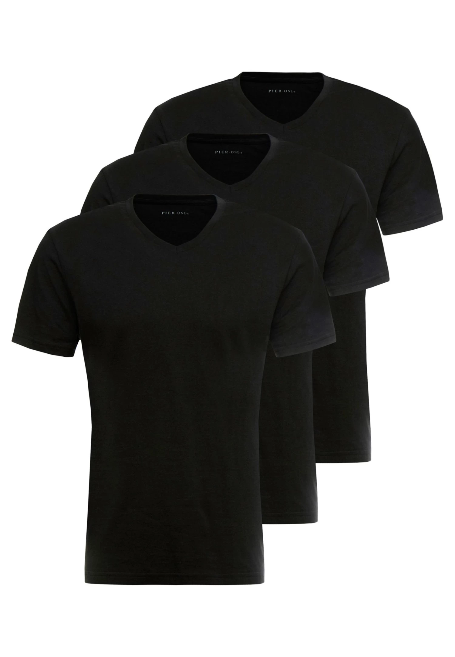 Pier One 3 Pack- T-Shirt Basic - Black 6 Pier One 3 Pack- T-Shirt Basic - Black - Afbeelding 4
