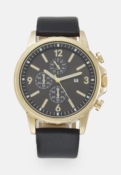 Pier One Unisex - Chronograaf - Black/Gold-Coloured