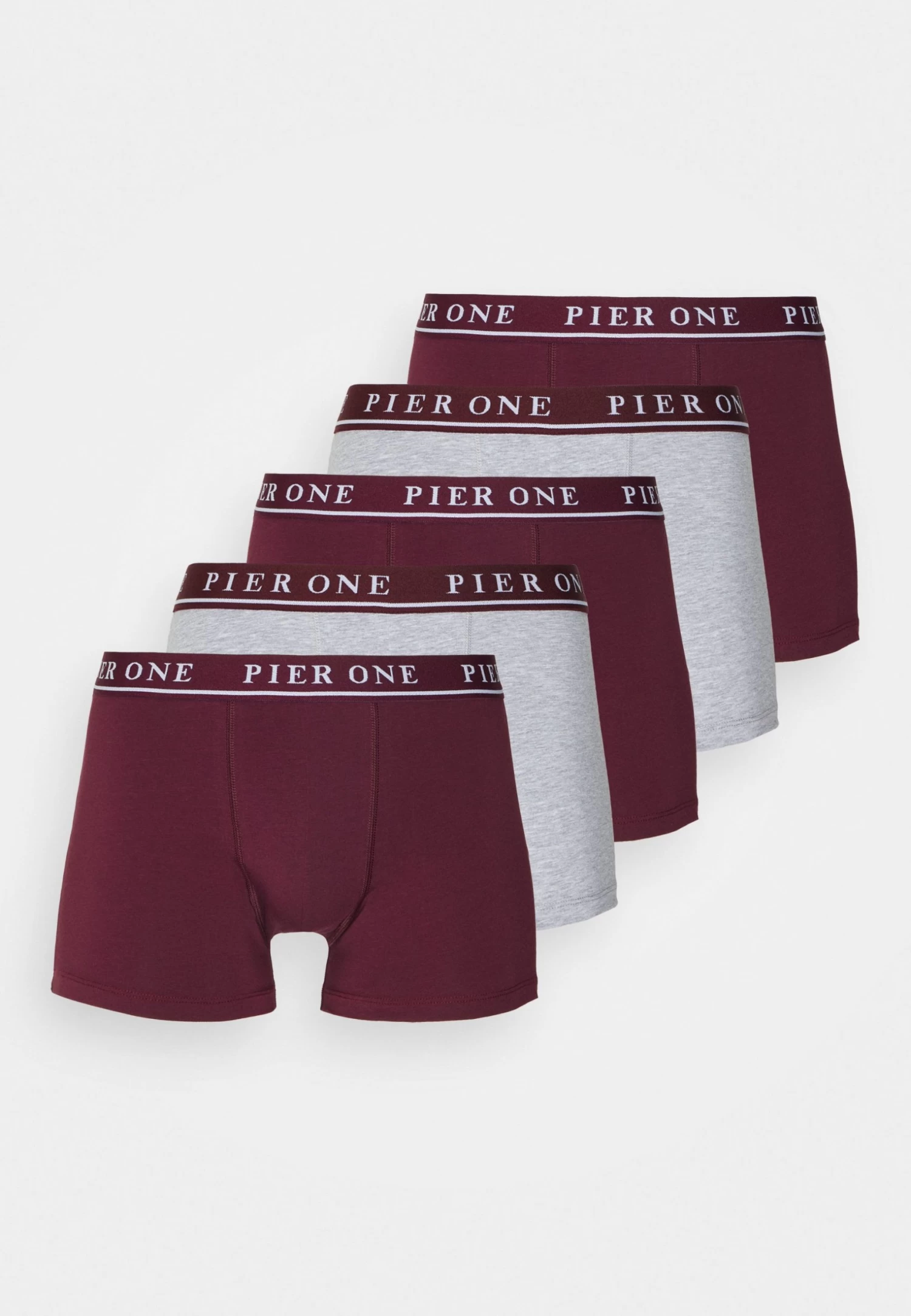Pier One 5 Pack - Onderbroeken - Bordeaux/Mottled Grey 3 Pier One 5 Pack - Onderbroeken - Bordeaux/Mottled Grey
