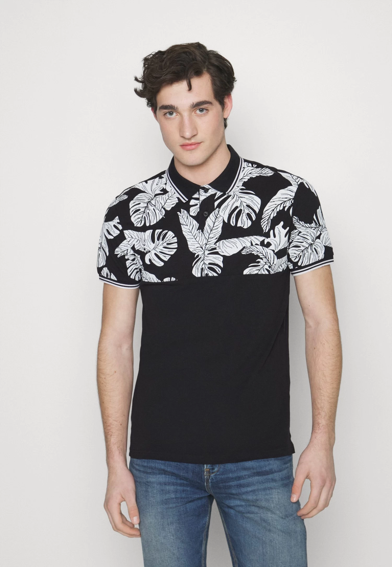 Pier One Yoke Mono- Poloshirt - Black/White 3 Pier One Yoke Mono- Poloshirt - Black/White